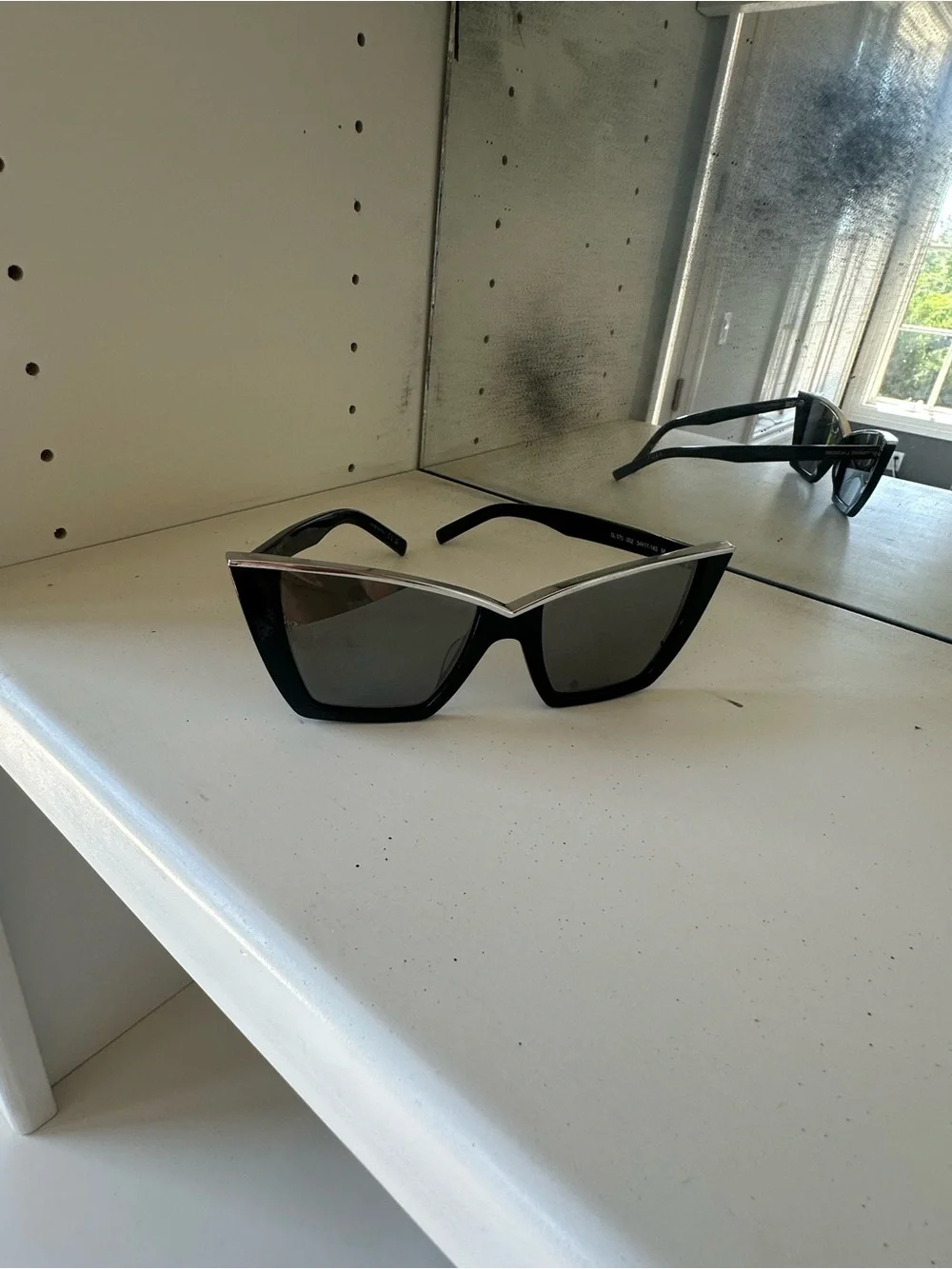 Yves Saint Laurent Black Cat-Eye Sunglasses with Silver Accent - Picture 3 of 9